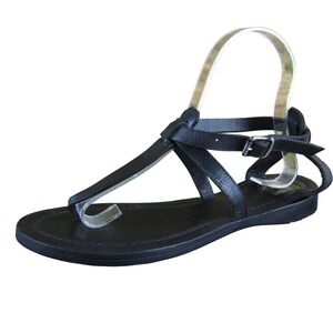 Frye Rachel Sandals Women 7 Black Leather Flat Strappy Casual Comfort